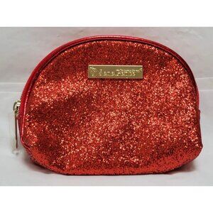 SeneGence Red Glitter Makeup Cosmetic Bag with Gold Zipper